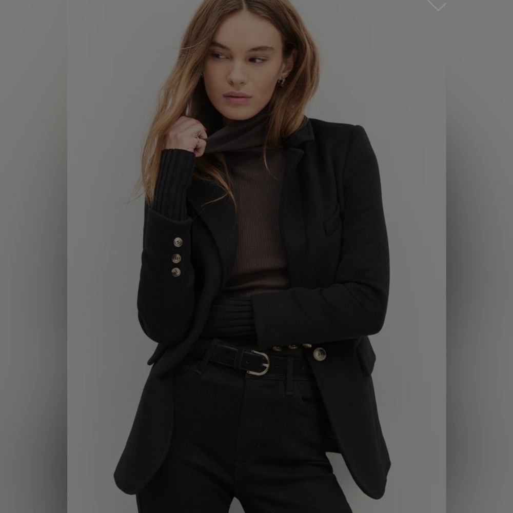 Favorite Daughter City Blazer Black Wool Ribbed Sweater Cuff jacket XS